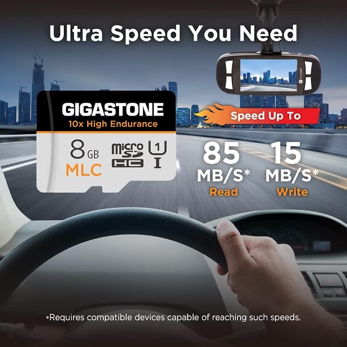 GIGASTONE Industrial 8GB MLC Micro SD Card 2-Pack, Full HD Video Recording