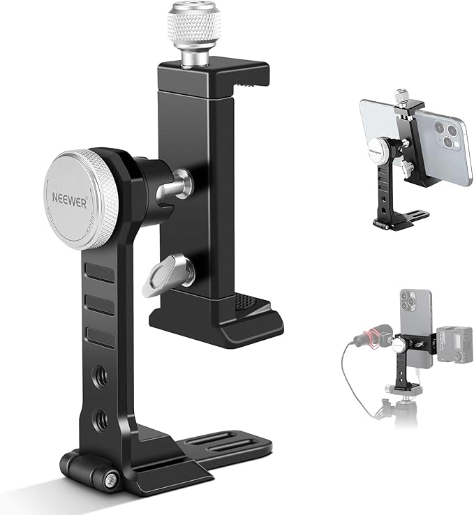 NEEWER Smartphone Tripod Mount Aluminum Alloy, 360° Rotatable Phone Stand