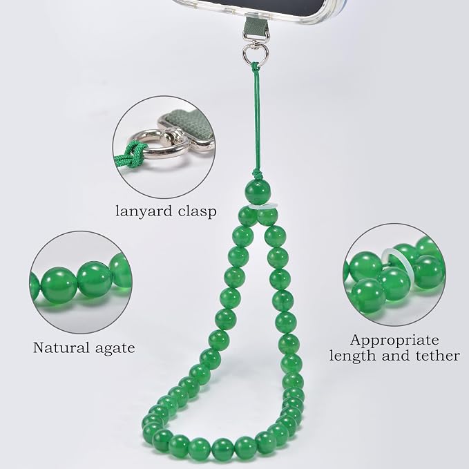 Agate Beaded Phone Wrist Strap for Women Men Stone Beads Charm Handmade