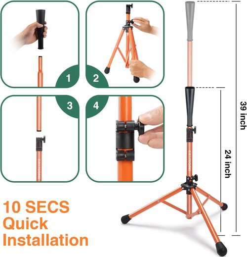 Eastgoing Portable Heavy-Duty Baseball & Softball Batting Tee - Adjustable Height | Collapsible Design for All Ages