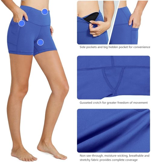 Baleaf Women's High Waist Biker Shorts - 8"/5"/3" Spandex Yoga & Gym Shorts with Pockets