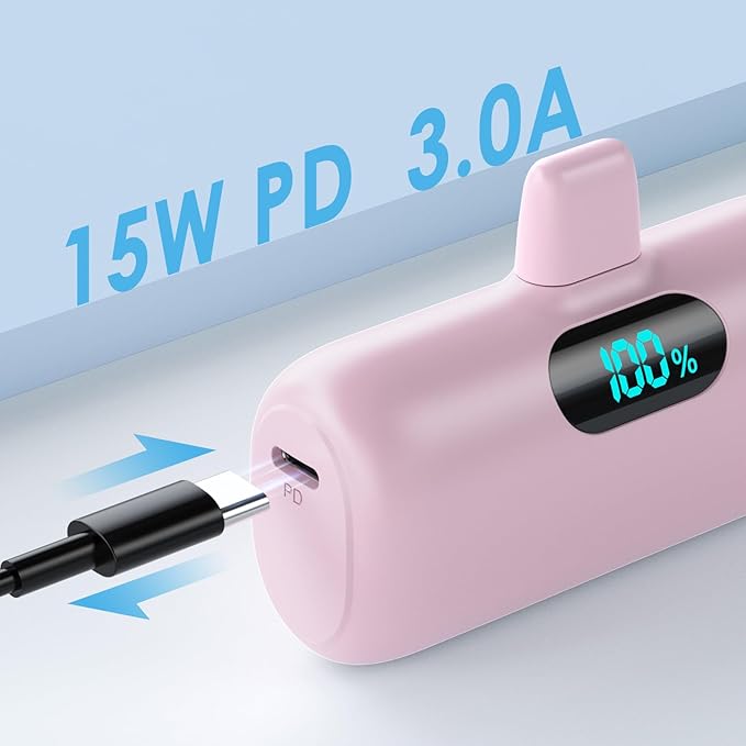 Small Portable Charger for iPhone 5000mAh, PD Fast Charging Power Bank,Mini Battery Pack Portable Phone Charger Travel Essentials for iPhone 14/14 Pro Max/13/13 Pro/12 Pro/11/XS/XR/X/8/7/6/SE Series