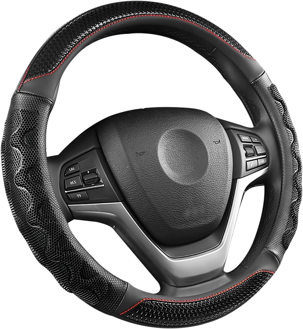 Car Steering Wheel Cover, 3D Honeycomb Anti-Slip Breathable, Black