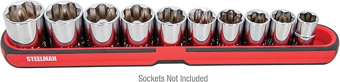 Steelman 75105 Medium 12-Inch Long Magnetic Steel Socket Storage and Parts Accessory Tray
