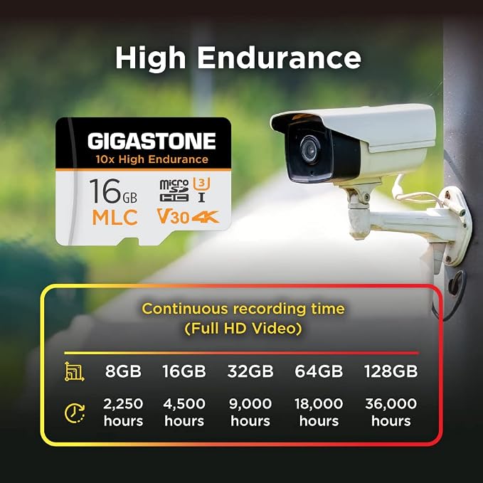 GIGASTONE Industrial 16GB MLC Micro SD Card 10-Pack, 4K Video Recording