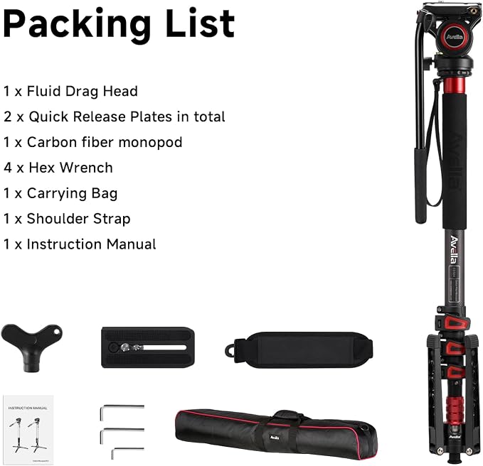 Avella CD324 Carbon Fiber Video Monopod Kit,