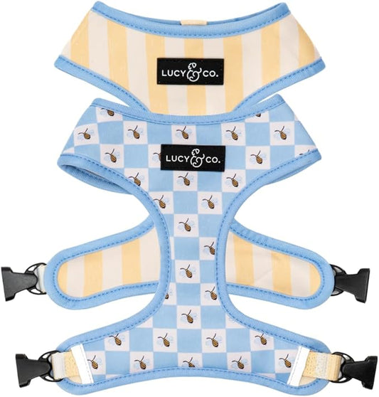 Lucy & Co. Bumbling Around Reversible Dog Harness, Adjustable Comfort Fit with Dual Leash Attachments, Large