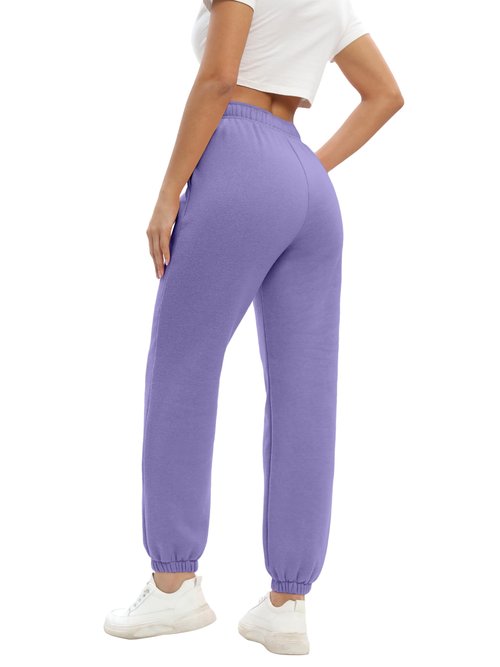 Baccarri Womens Sweatpants Baggy Sweatpants Drawstring Purple Track Pants Winter Fleece Lined Pants Women Lavender M