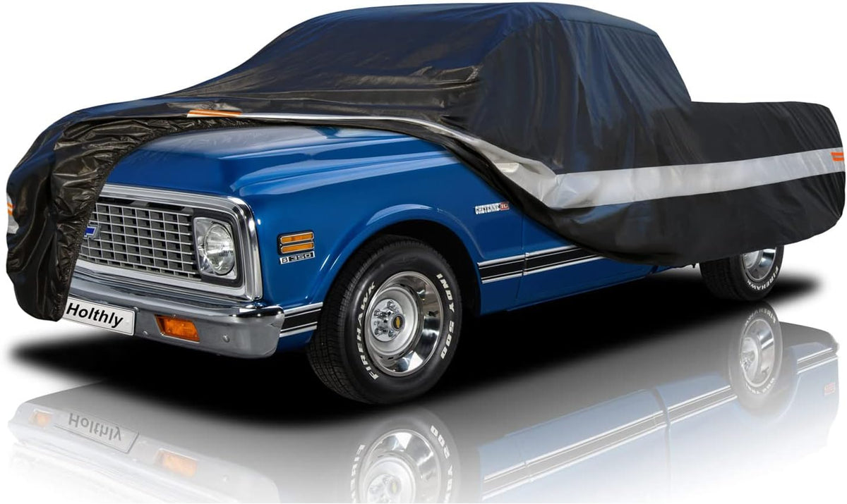 10 Layers Truck Cover Waterproof All Weather. Pickup Truck Cover Rain UV Protection. Length: Up to 210 inches, Universal Fit Most Regular Cab Short Box Ford F100 Chevy C10 S10 Ram 150 250.