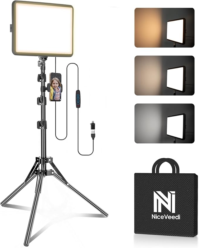 1-Pack LED Video Light Kit, NiceVeedi Photography Lighting Kit, 2800-6500K