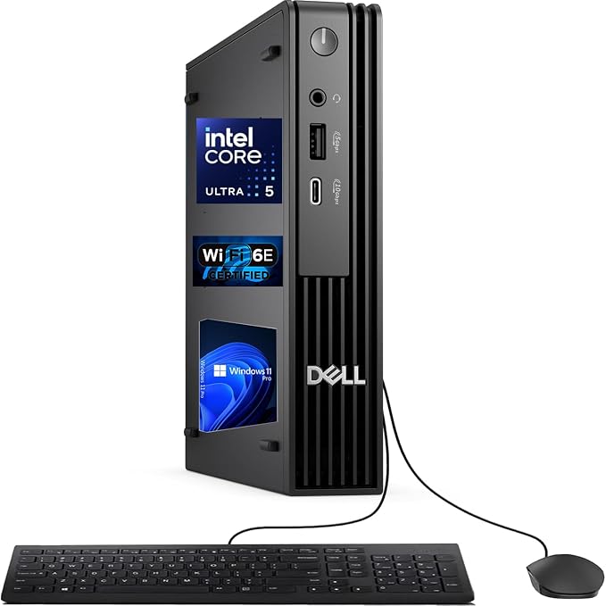Dell Pro Micro Business Desktop (OptiPlex MFF Next-Gen) | Intel Core ultra5 235T, up to 5GHz, 64GB DDR5 RAM, 2TB SSD, WiFi 6E, Bluetooth, Windows 11 Pro, HDMI, DisplayPort