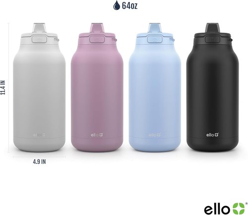 Ello Hydra 64oz Vacuum Insulated Stainless Steel Jug - Durable & Locking Design for Hydration