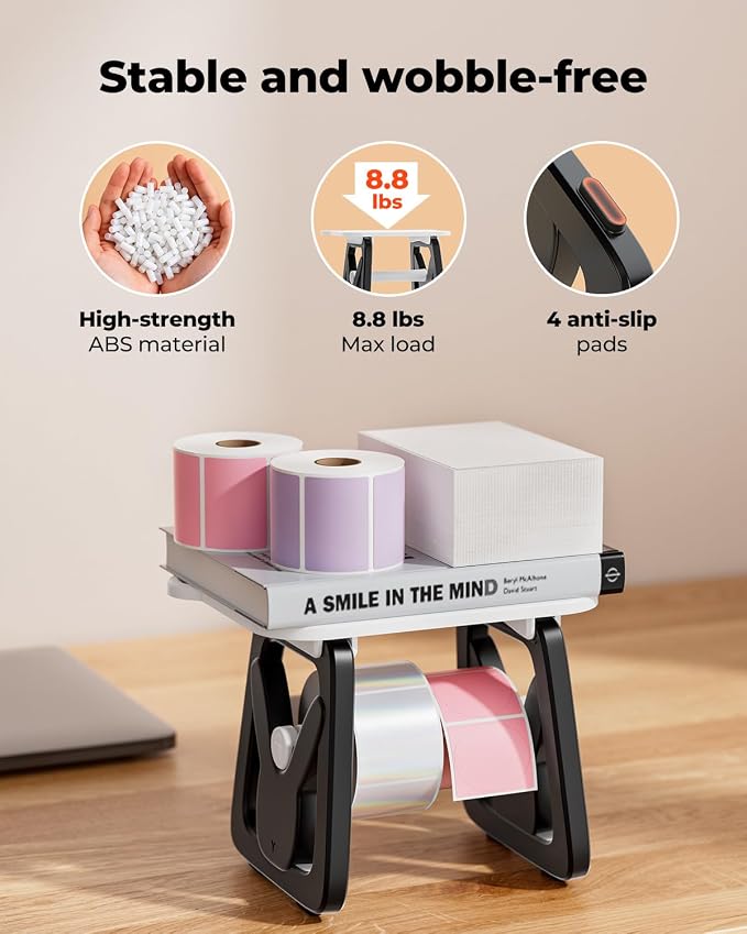 MUNBYN Thermal Label Holder for Rolls and Fanfold Labels, Label Roll Holder for