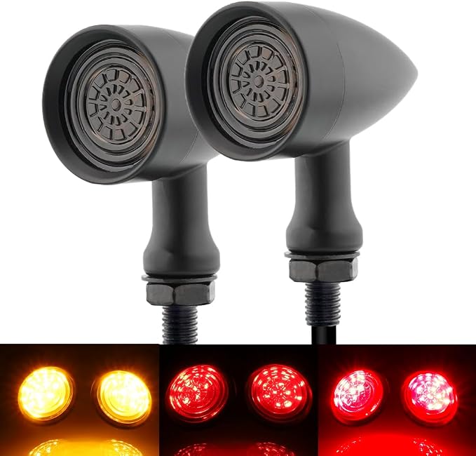 TSUNG Universal Motorcycle LED Turn Signals Small Bullet Front Rear Blinkers