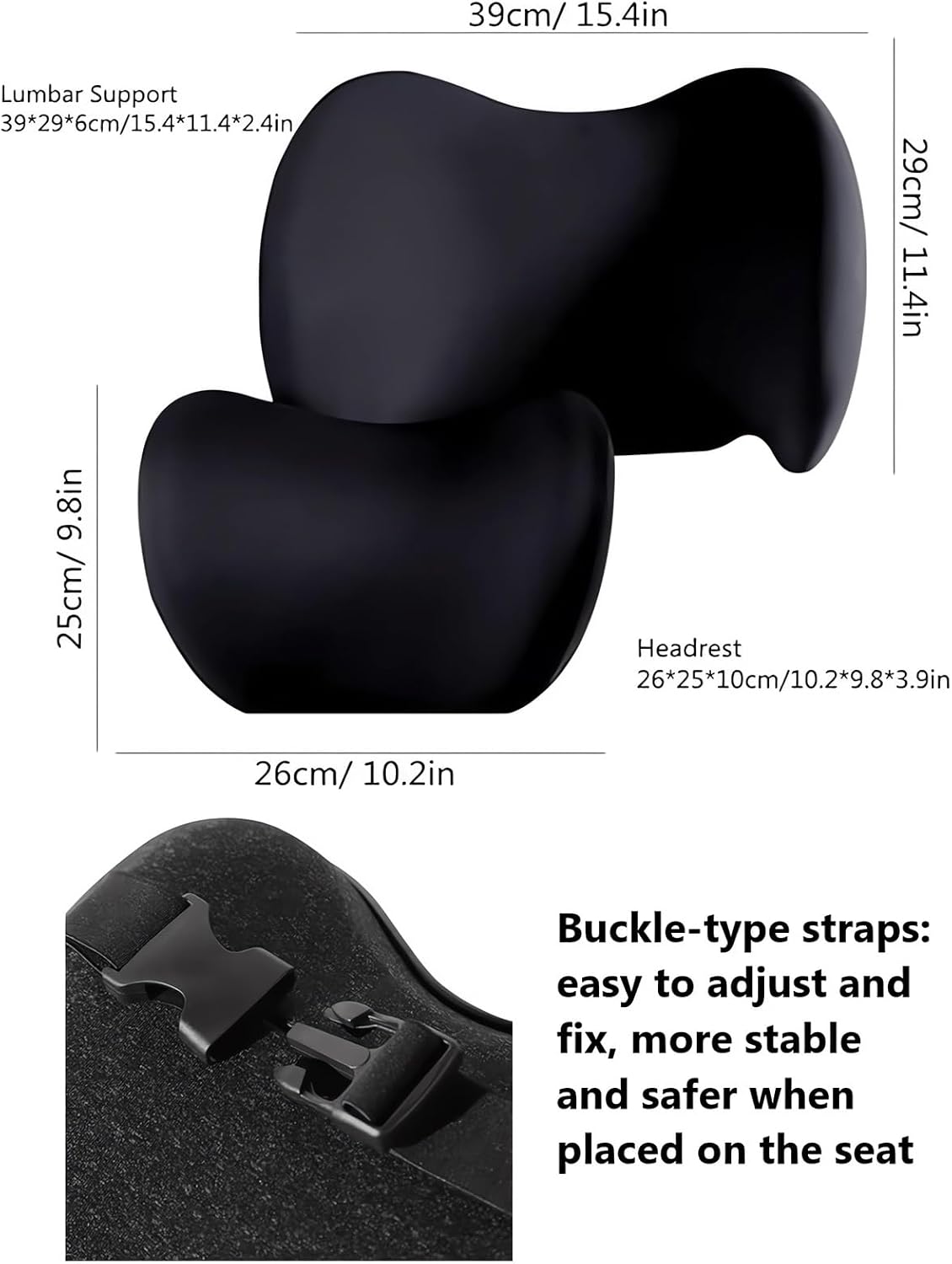 Car Headrest & Lumbar Support Cushion Ergonomic Car Seat Neck Back Rest Pillows Orthopedic Memory Foam Head Rest and Lower Lumbar Support Pillow Set Backrest Driving Seat Office Chair Support (Pink)