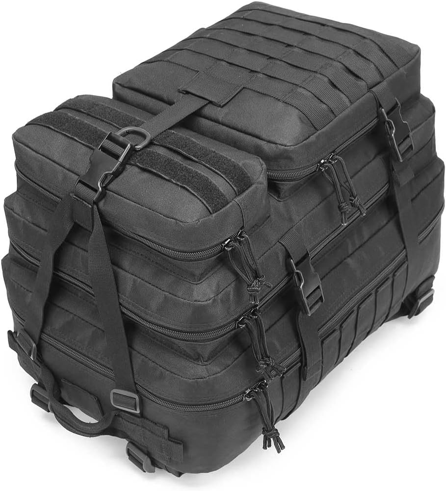 Skiennix Tactical Backpack - 45L Military Gym Bag | Large 3-Day Assault Pack for Rucking, Fishing, Camping (Black)