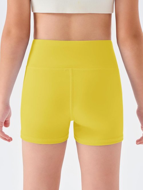 Haloumoning Girls Athletic Shorts - High Waisted Comfy Biker Shorts for Yoga & Dance | Sizes 5-14Y