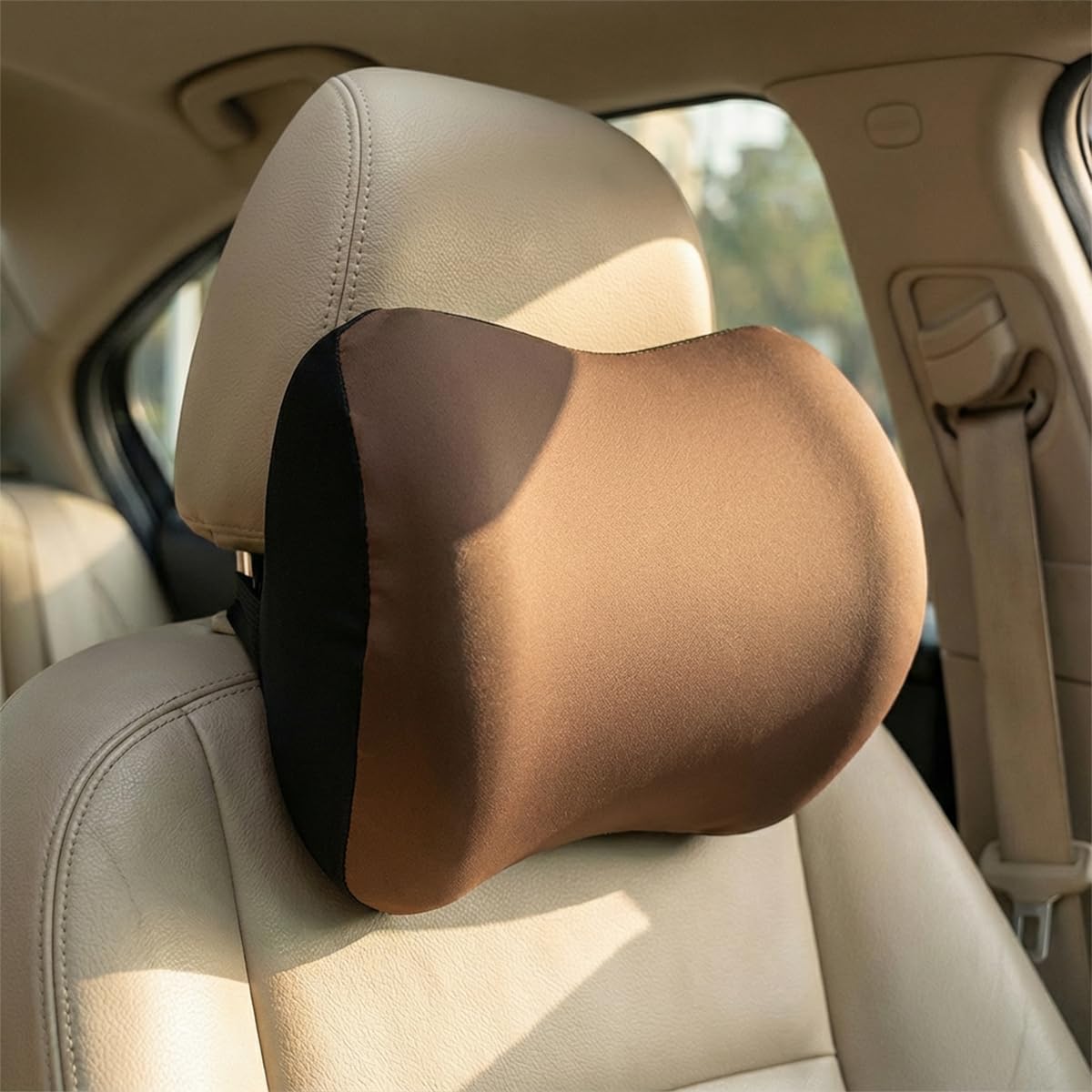 Car Headrest Pillow, Soft Memory Foam Car Neck Support Pillow for Pain Pressure Relief, Breathable Auto Interior Head Rest Cushion with Adjustable Strap for Comfortable Driving (Gray)