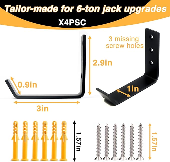 Jack Stand Wall Mount Organizer, Heavy Duty Stainless Steel 6 Tons Floor Jack Holder Wall Hook|Fits 2 3 4 6 Ton Jack Stands 4 Packs