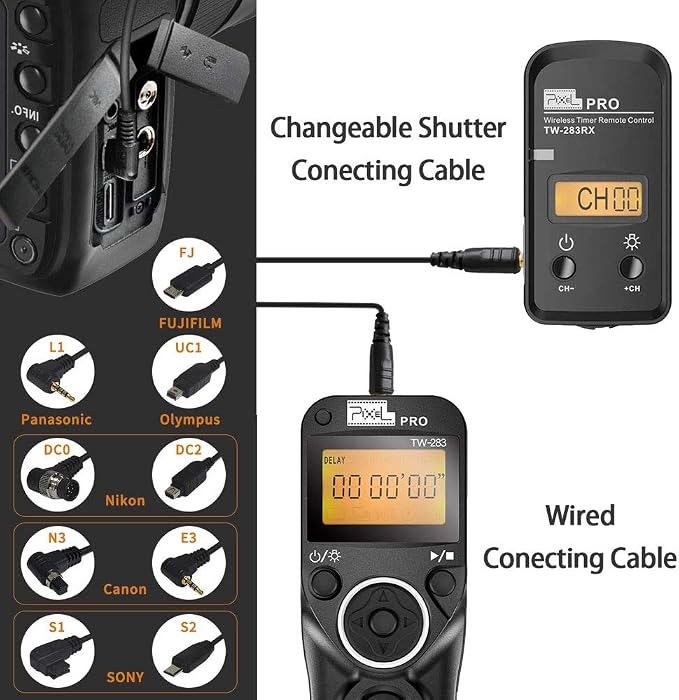 Remote Control Compatible for Sony, Pixel Wireless Shutter Release Cable TW-283
