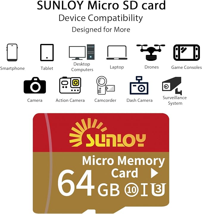PSP Memory Stick Adapter with 64GB Micro SD Card, Micro SD/SDHC/SDXC to Memory
