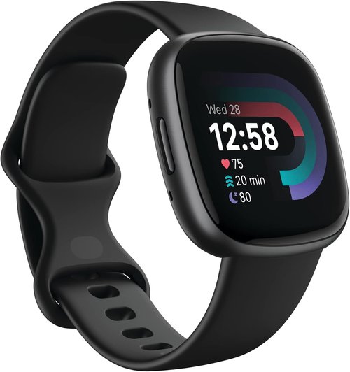 Fitbit Versa 4 Fitness Smartwatch - Daily Readiness, GPS, 24/7 Heart Rate, Black/Graphite, One Size (S & L Bands)