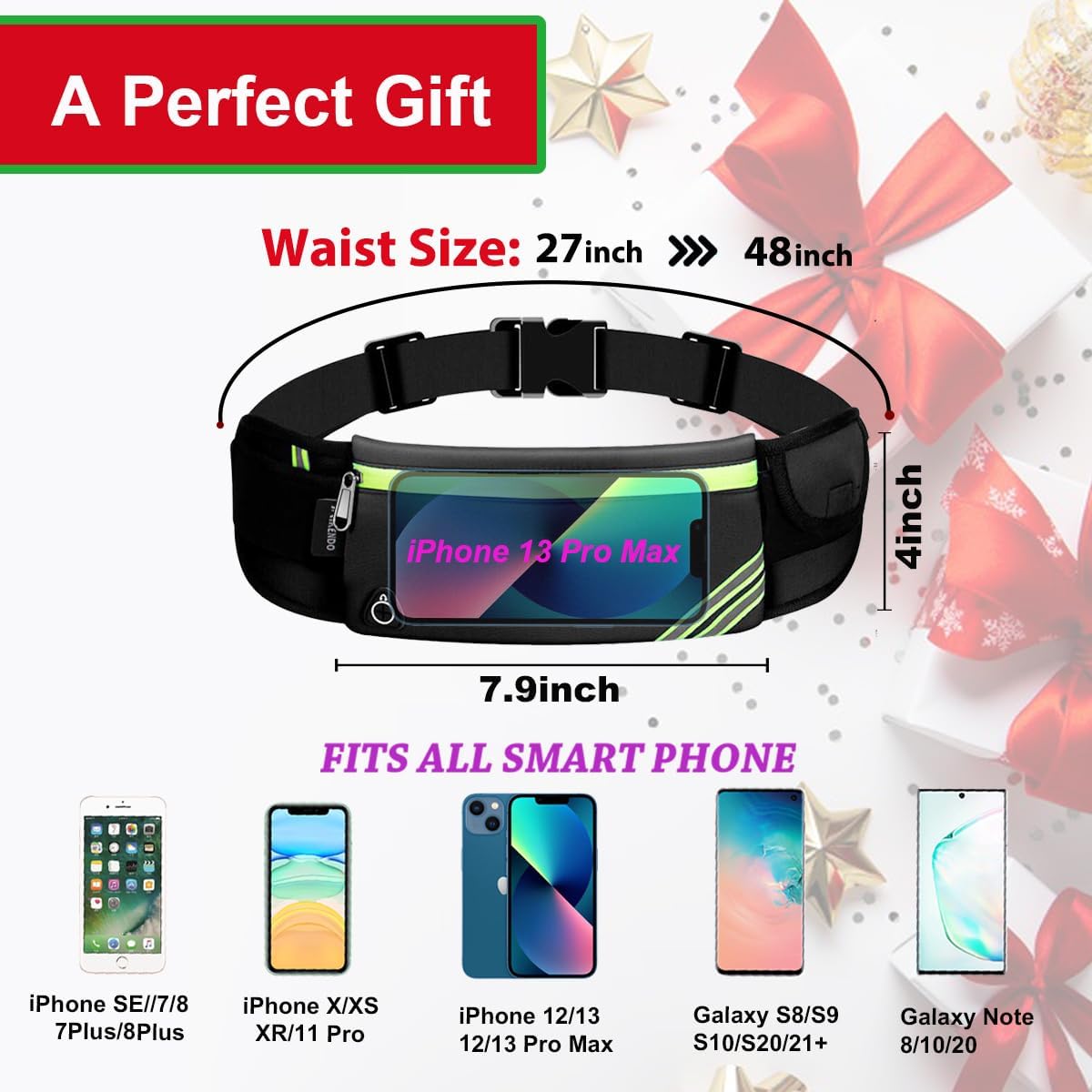 Skiennix Slim Running Belt - Reflective Fanny Pack for Hiking, Cycling & Jogging | Travel Money & Phone Holder