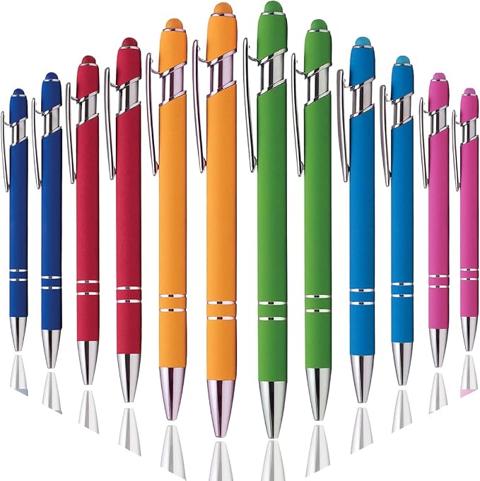Oddmoal Ballpoint Pen with Stylus Tip, Soft Touch Click Metal Pen, 1.0mm Medium