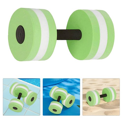 2Pcs Aquatic Exercise Dumbbells EVA- Foam Water Weights Water Dumbbells Aquatic Fitness Equipment for Aerobics (Green)