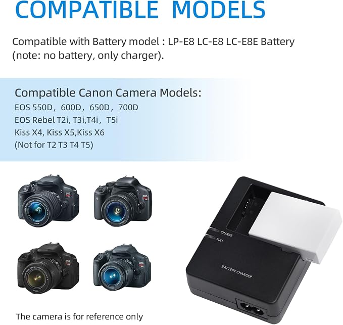 LC-E8 LP-E8 Battery Charger for LC-E8C LC-E8E Battery Compatible