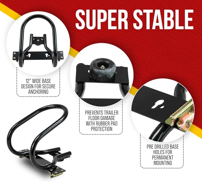 Mytee Products (4 Pack) 7" Motorcycle Wheel Chock Steel for E-Track/X-Track System - Black