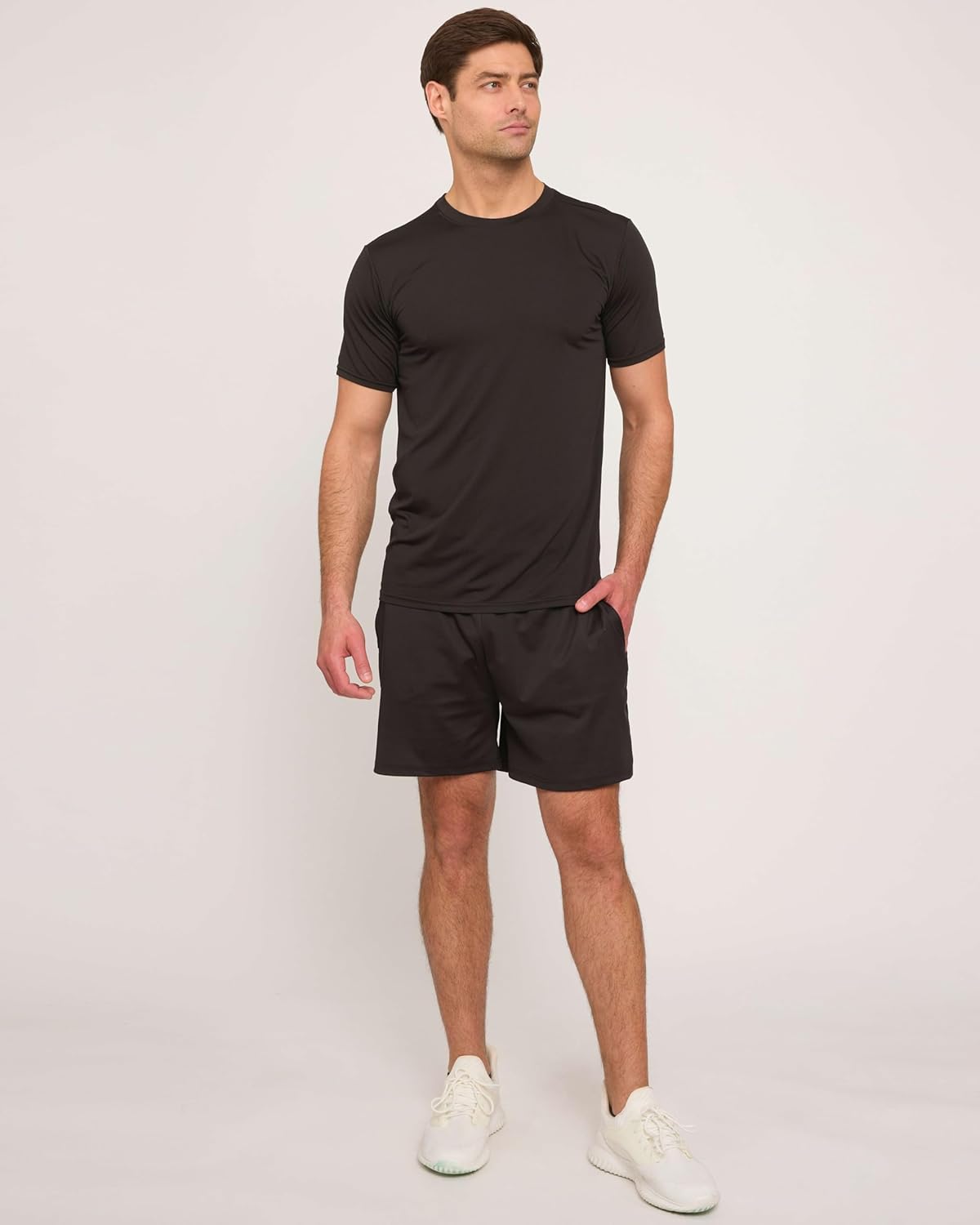 Real Essentials Men's Dry-Fit Short Sleeve Crew Neck T-Shirts - 5 Pack for Gym & Fitness Activities