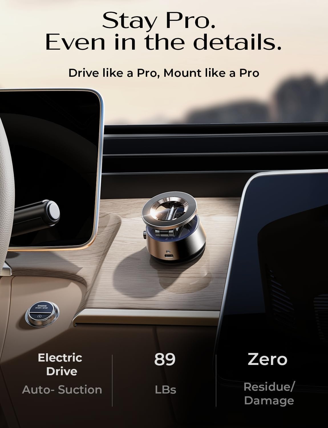 LISEN Suction Phone Mount for Car【Leaves No Residue】, 360 Adjustable Magnetic Phone Holder for Car Dashboard Universal Magsafe Accessories for iPhone 17 Pro Max Air 16 15 14 13 12