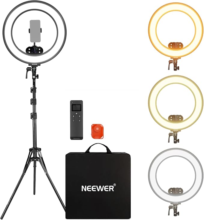 NEEWER 18" Ring Light, Wireless Professional Edge Lit Lighting