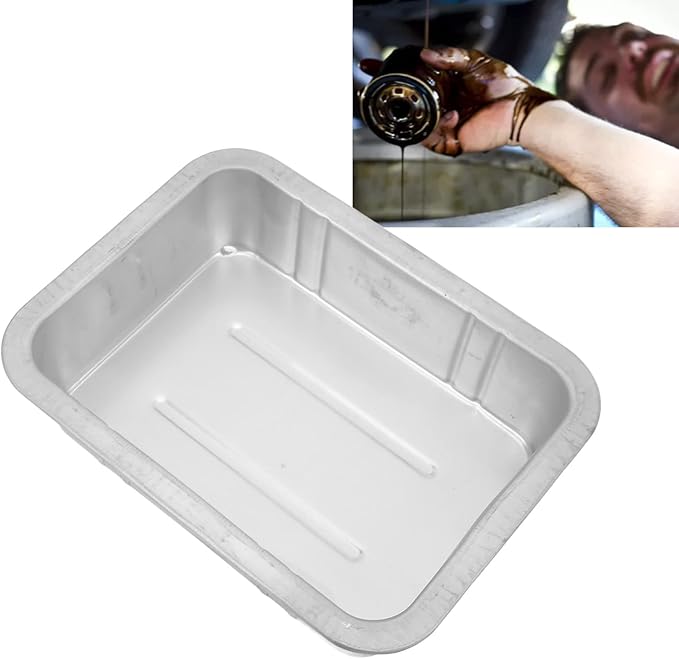 Acouto Galvanized Drip Pan Oil Drain Pan Leak Portable Universal Metal Construction Automotive Oil Change Container(#1)