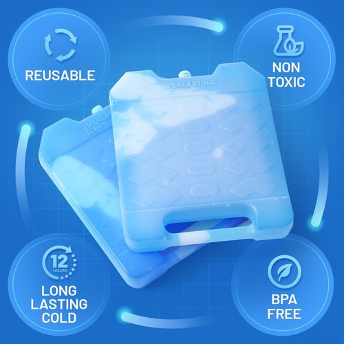 Everlasting Ice RX Large Reusable Ice Packs - BPA Free Cooler Packs with Handle (4 Pack) for Extended Cooling | Perfect for Camping, Fishing, Hiking, Beach