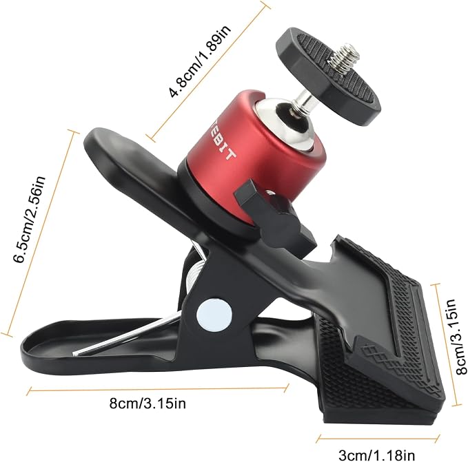 UTEBIT Camera Clamp Mount Tripod Camera Clip 360 Degree Swivel Webcam Mount
