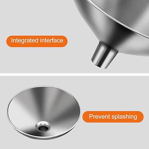 Serinar 2 Piece Small Stainless Steel Filling Mini Funnel, Flask Funnel, Large for Kitchen, Small for Flask, Essential Oil Delivery