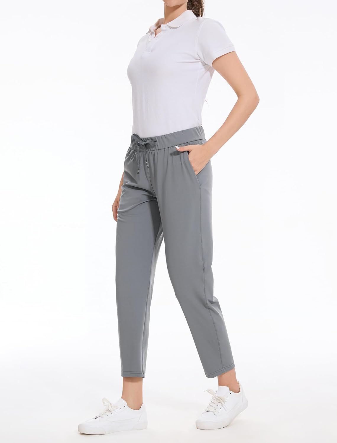 Skiennix Women's Golf Pants - 2 Pack Stretch 7/8 Ankle Sweatpants with Deep Pockets for Athletic & Travel