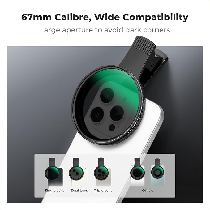 K&F CONCEPT 67mm Clip-on ND2-32 Phone Camera Lens Filter Kit