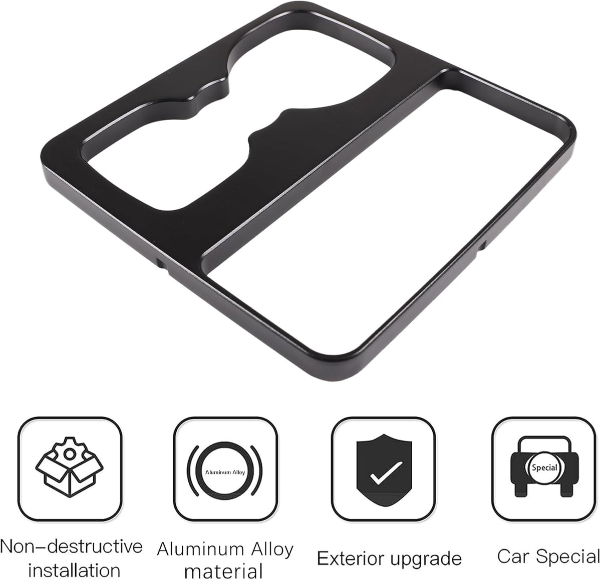 Cup Holder Frame Trim Cover Compatible with Land Rover Defender 90 110 130 2020 2021, Center Console Cup Holder Expander Frame Trim Cover, 1Pcs (Black)