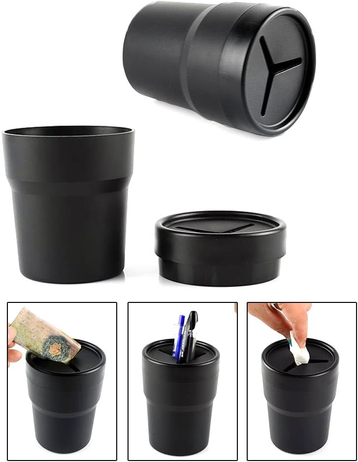 JAVOedge 2 Pack Black Small Car Storage Holder for Pens, Coins, Cash, Fits in Cup Holder