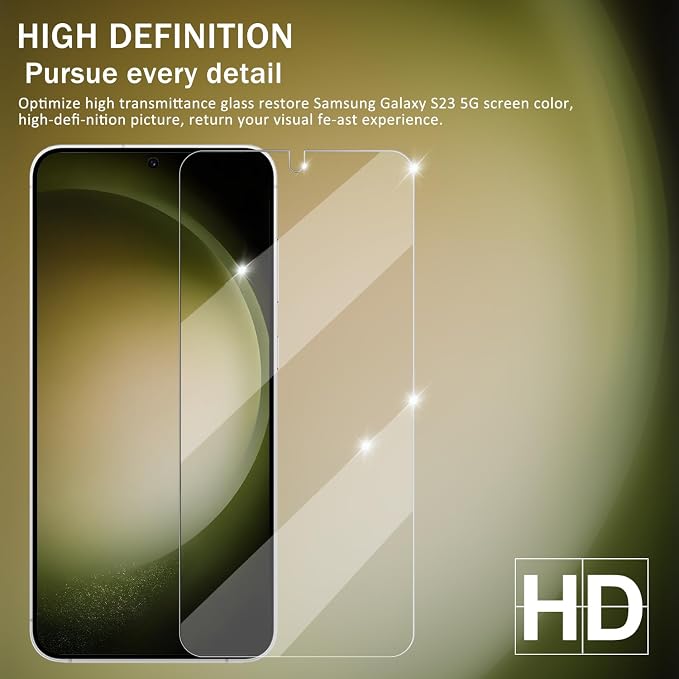 Screen Protector for Samsung Galaxy S23, Tempered Glass for Galaxy S23 & Camera