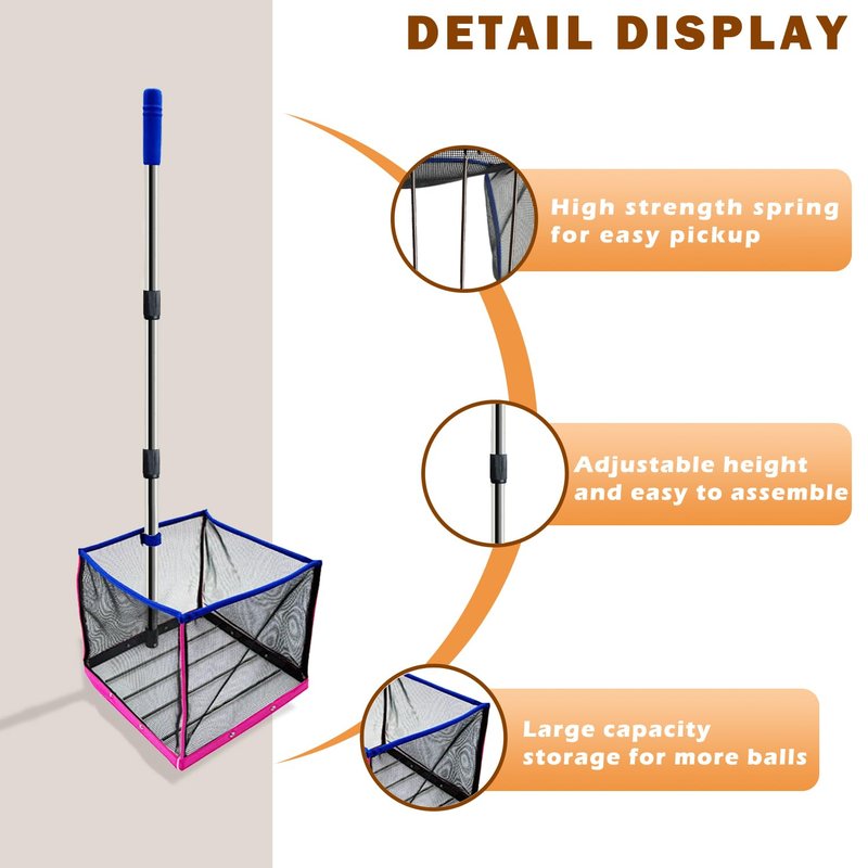 TNZMART Adjustable Pickleball Retriever Portable Pickle Balls Picker Multifunction Ball Collector for Picking and Storage (Blue)