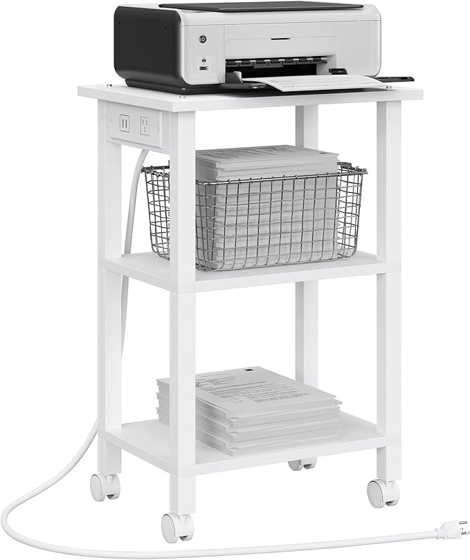 TUTOTAK 3 Tier Printer Stand, Rolling Printer Cart