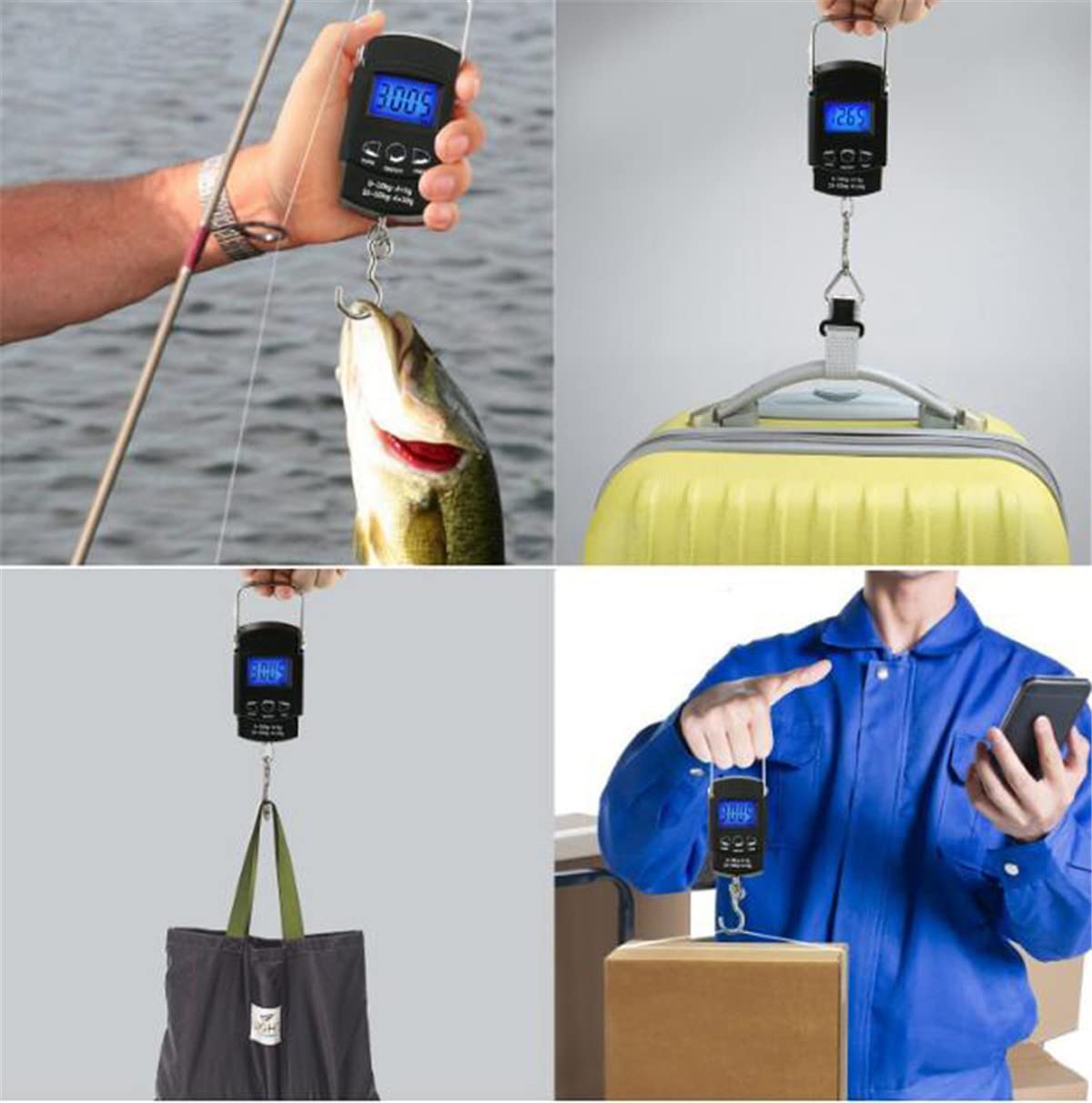 TXY Portable LCD Fish Scale - 50kg/110lb Capacity with 1m Ruler Tape for Accurate Weighing