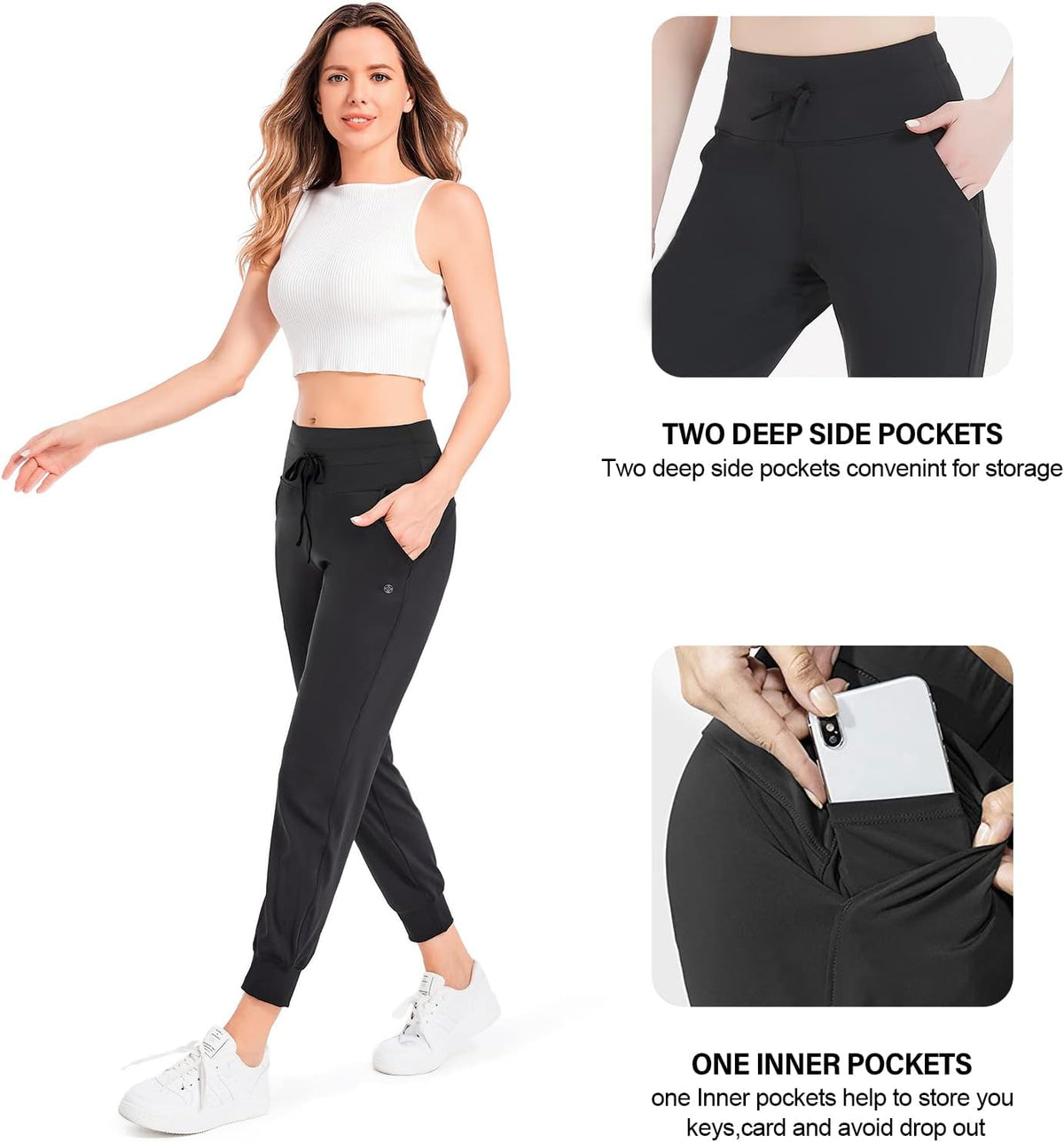 Skiennix Women's Joggers - Lightweight Athletic Sweatpants with Pockets | Tapered Casual Workout Pants