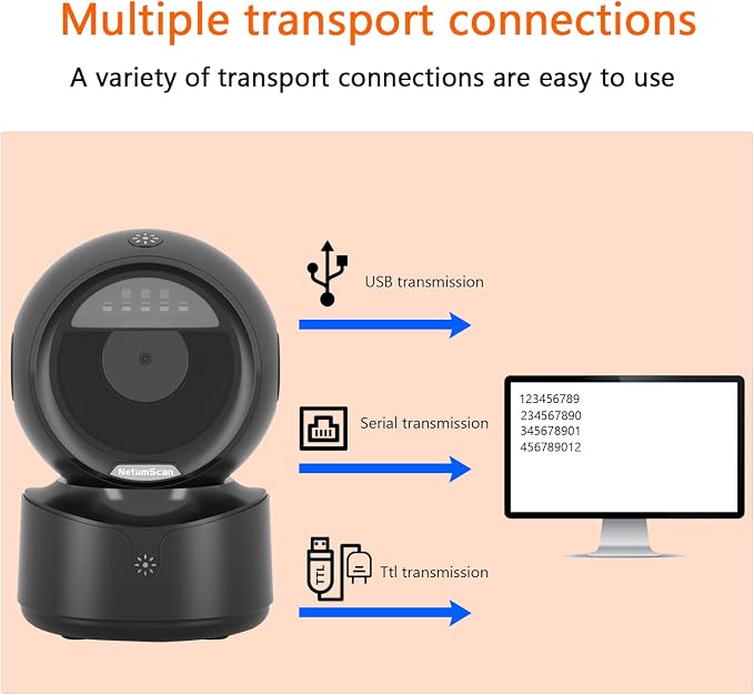 NetumScan Automatic Omnidirectional Desktop Barcode Scanner, Hands-Free USB