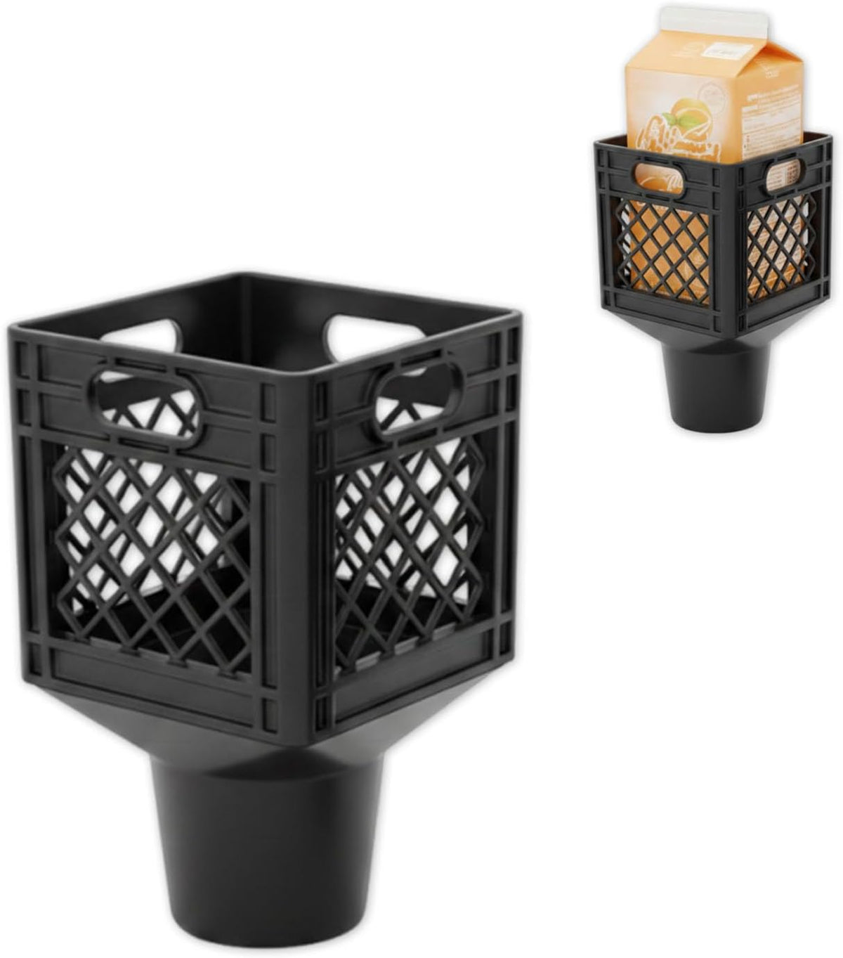 Half Gallon Car Cup Holder Expander - Classic Milk Crate Style Adapter for Square Cartons, Secure Anti-Spill Insert for Juice, Milk & Iced Coffee, Heavy Duty Interior Organizer for SUVs & Trucks