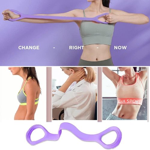 Figure 8 Resistance Band - Versatile Elastic Workout Band for Arms, Legs & Core - Portable Fitness Equipment, Purple